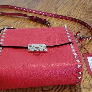 Valentino Garavani Red Rockstud Shoulder Bag